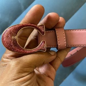 Rose pink and gold Coach belt
